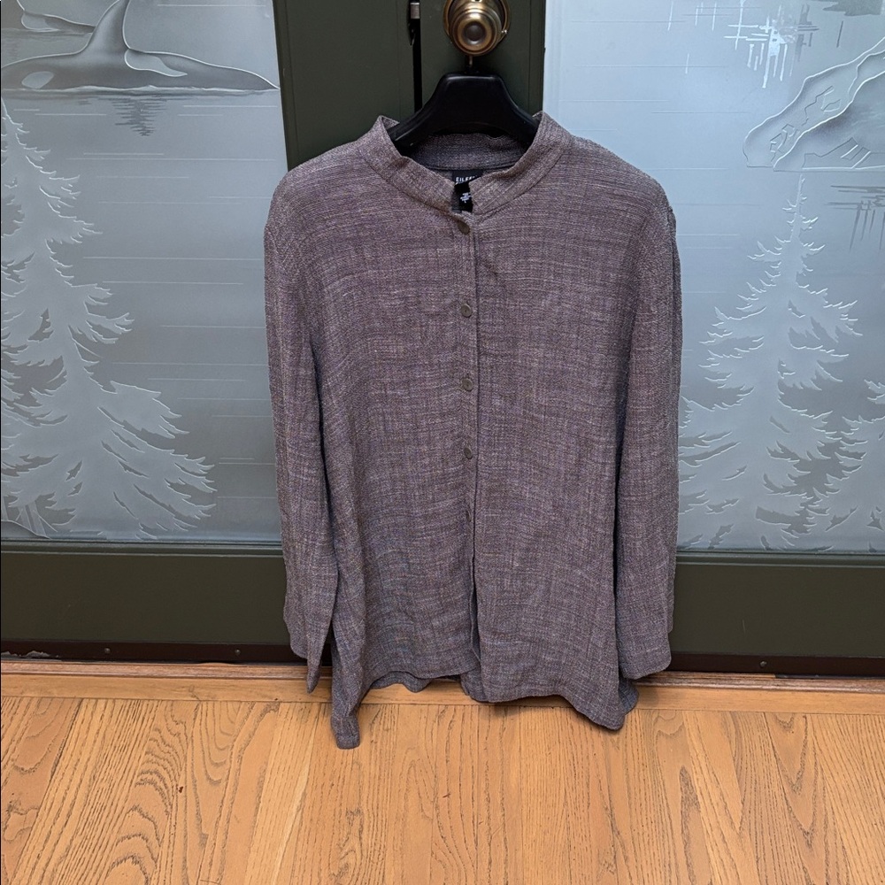 Eileen Fisher Charcoal Button-Up Top NWOT